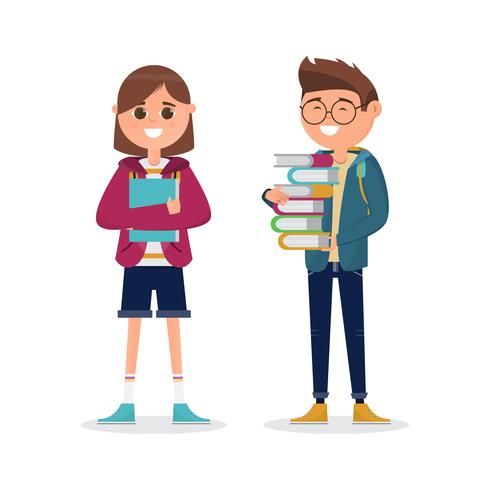 students in different character isolated on white background.  vector