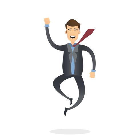 Happy business man  jumping in the air cheerfully vector