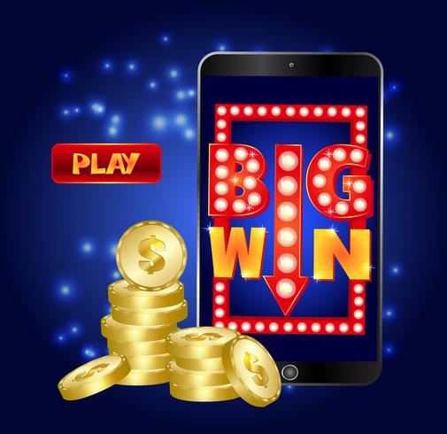Online casino marketing banner, tap to play button. vector