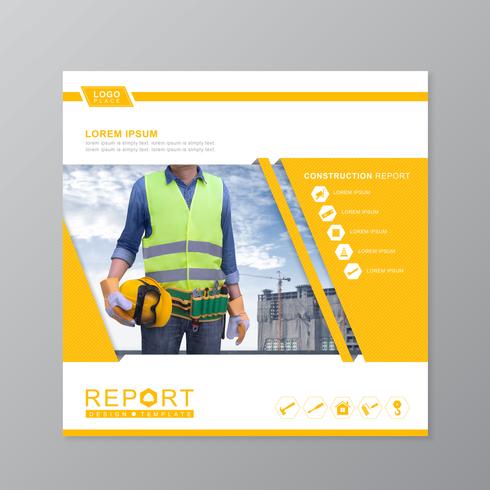 Construction tools cover template for a report and brochure design, flyer, banner, leaflets decoration for printing and presentation vector illustration