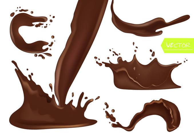 Vector conjunto de salpicaduras de chocolate.