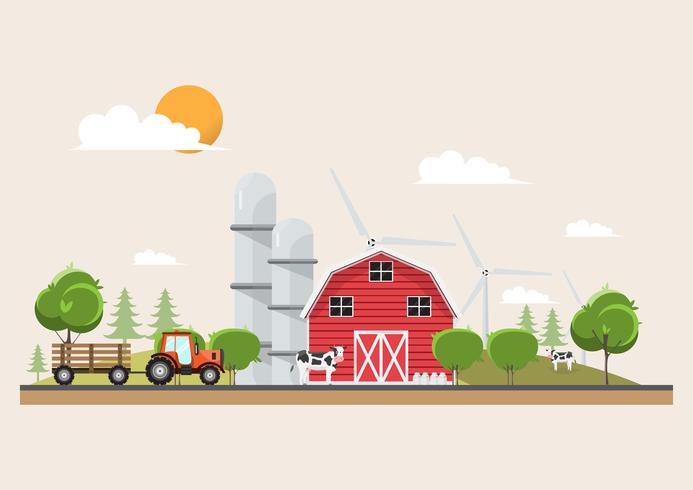 Agriculture and Farming in rural landscape scene design vector