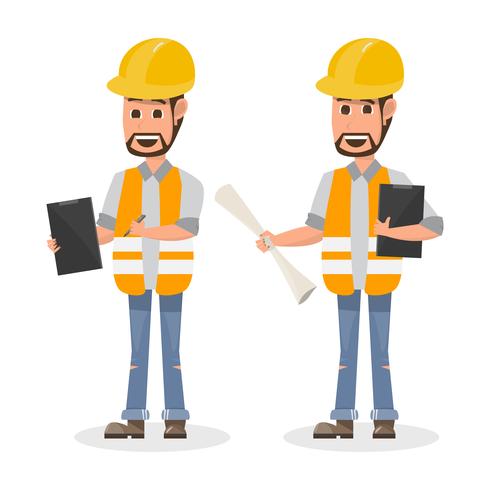 architect, foreman, engineering construction worker in different character vector