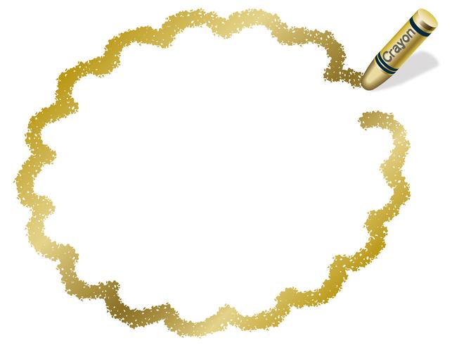 Gold flower circle crayon message frame. vector