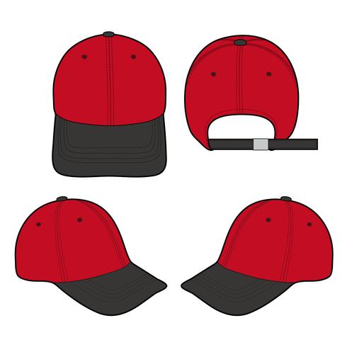 Baseball Cap fashion flat sketch template - Download Free Vectors