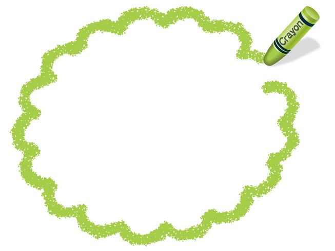 Yellow-green flower circle crayon message frame. vector