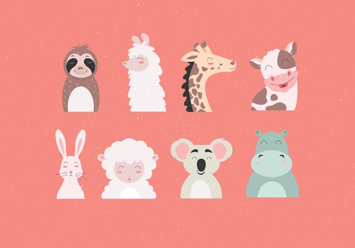 Conjunto de caras de animales vector