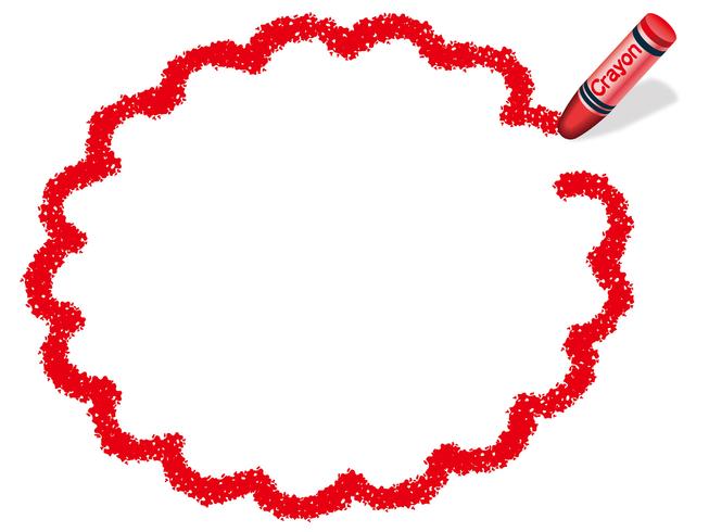 Red flower circle crayon message frame. vector