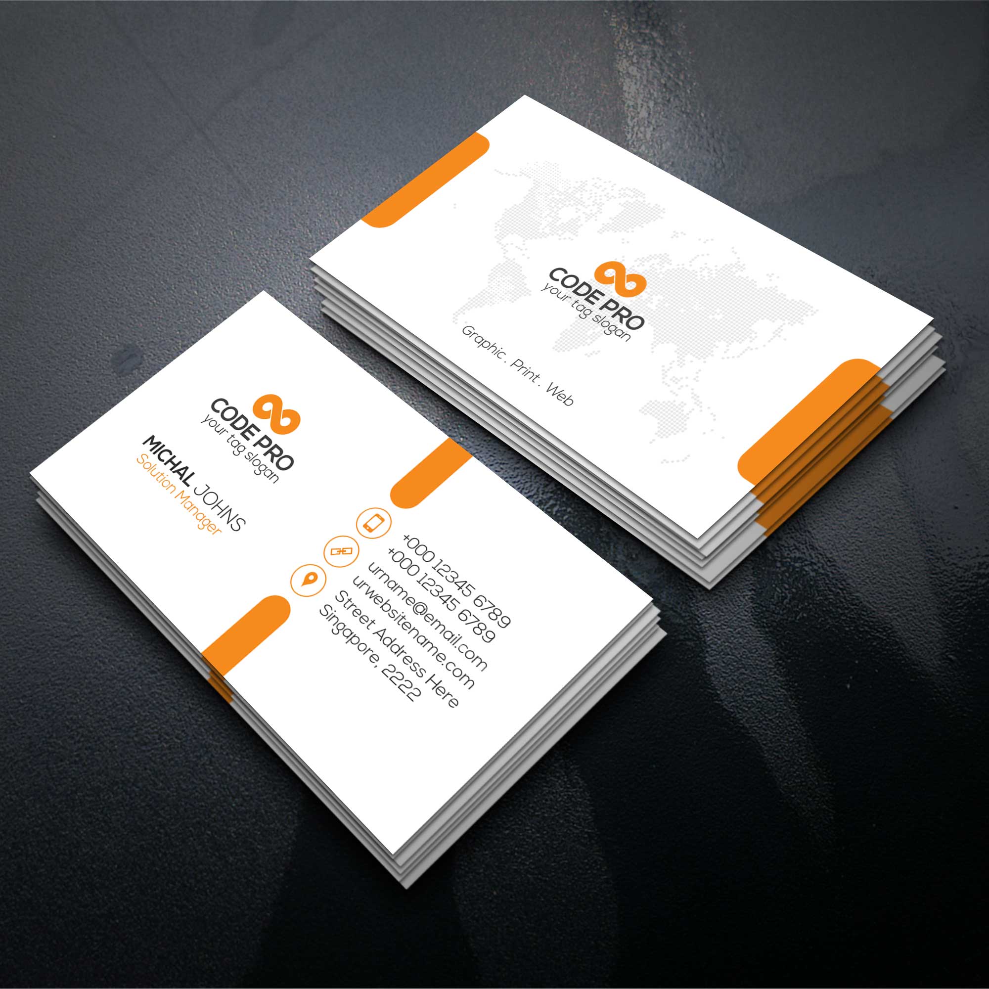 Orange shape visit card - Download Free Vectors Clipart