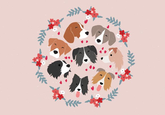 Animal Faces Set Dog vector