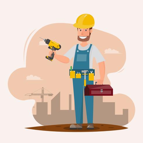 architect, foreman, engineering construction worker. vector illustration