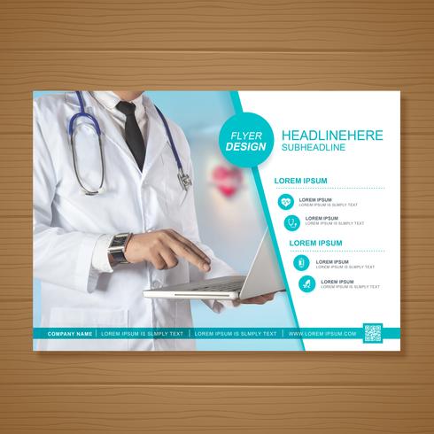 Cuidado de la salud cubierta a4 plantilla de diseño para un informe y diseño de folleto médico, folleto, decoración de folletos para la ilustración de impresión y presentación de vectores