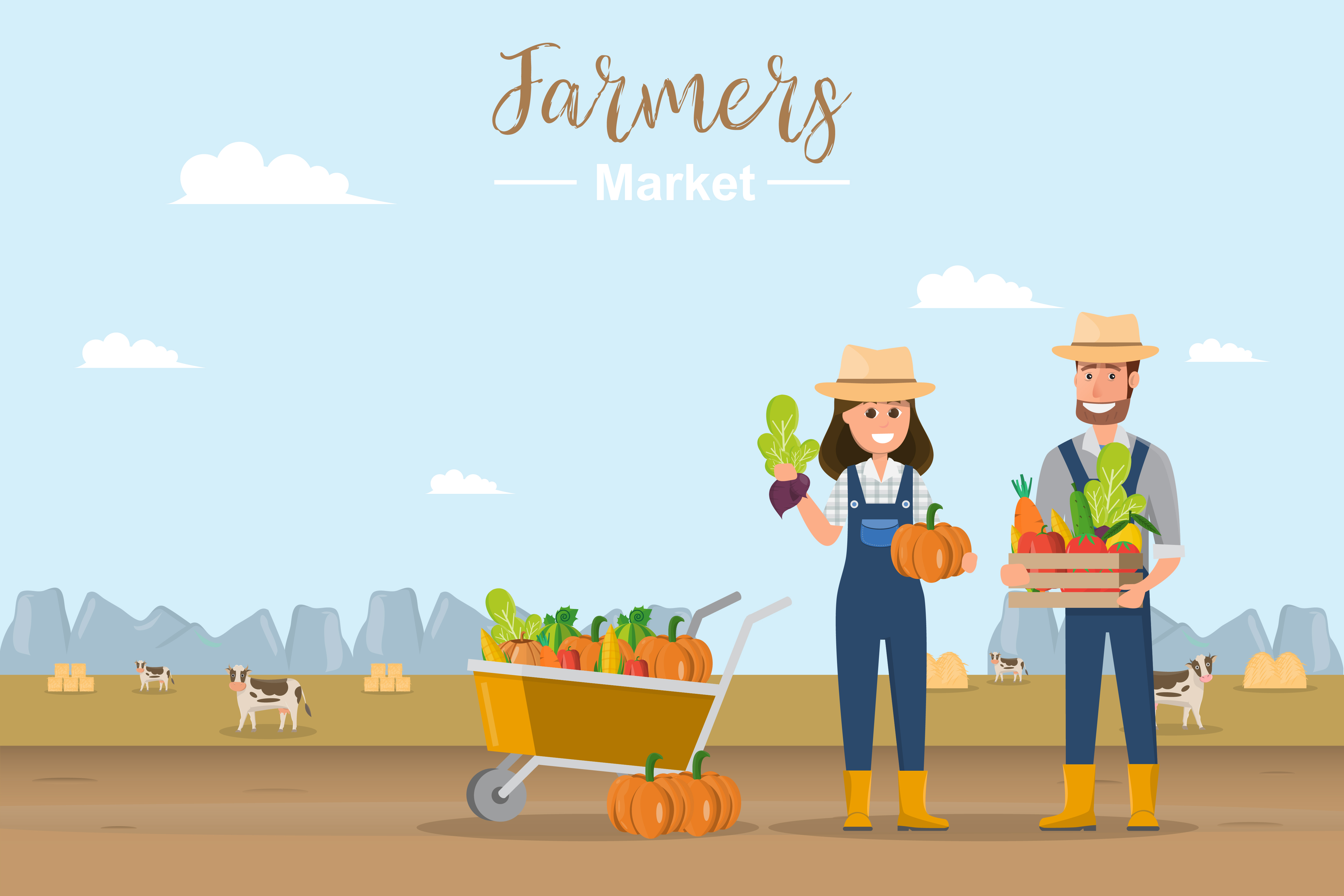Farm shop. Local market. Selling fruit and vegetables. 425425 Vector