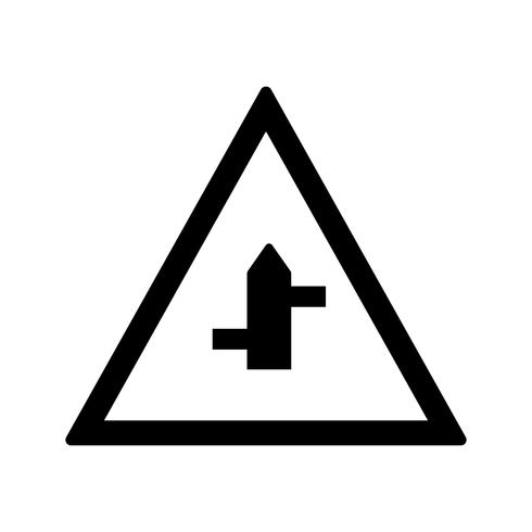 Vector de cruce de carreteras menores de derecha a izquierda Icono de signo de carretera