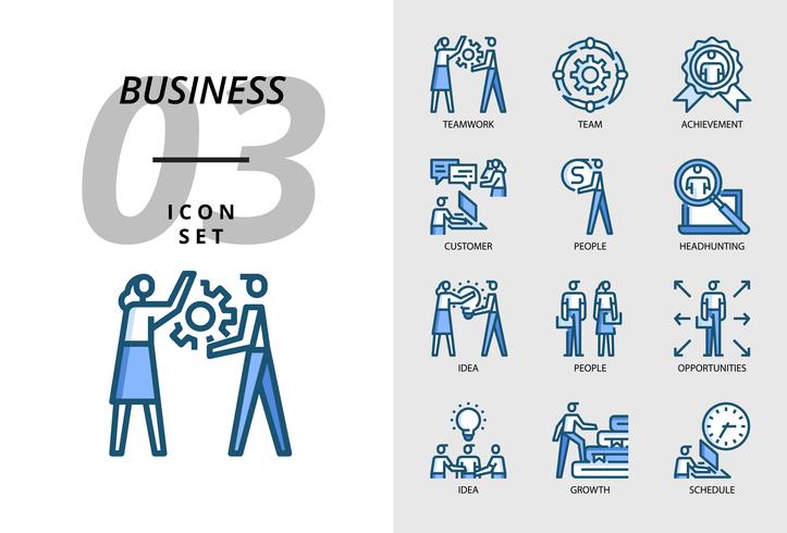 Paquete de iconos para negocios, trabajo en equipo, equipo, logros, clientes, personas, búsqueda de talentos, ideas, personas, oportunidades, crecimiento, crecimiento, programación. vector