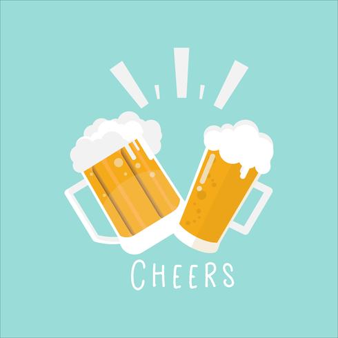 glass of beer and mug on background vector