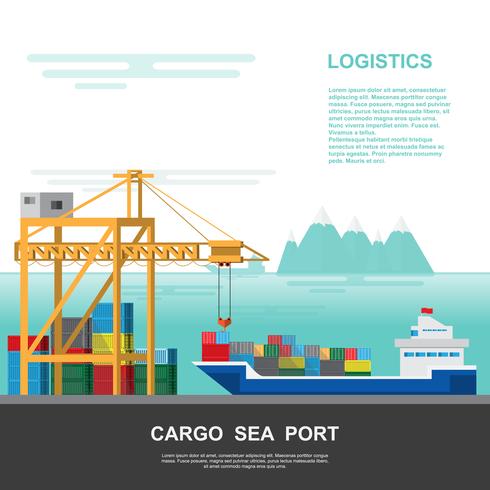 Almacén y puerto logístico de logística en un estilo plano. vector