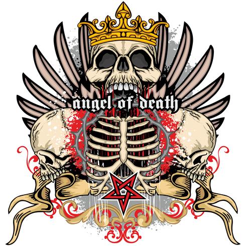 grunge skull coat of arms vector