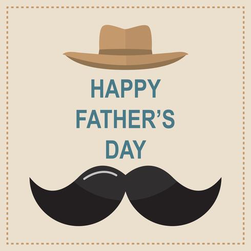 Tarjeta de felicitación feliz del día de padre. Diseñe con la corbata de lazo, bigote, gafas negras sobre fondo de papel retro. vector