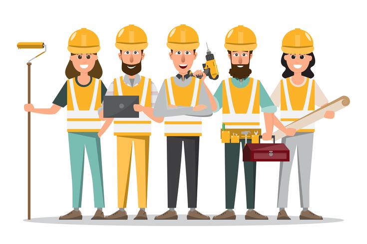 Arquitecto, capataz, ingeniero constructor en diferentes obras. vector