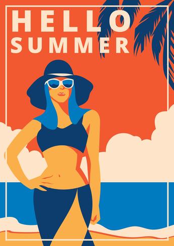 Beach Retro Poster vector