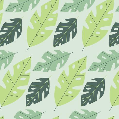 Cute Monstera Leaves Pattern vector