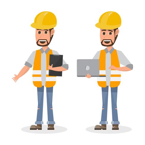 architect, foreman, engineering construction worker in different character vector