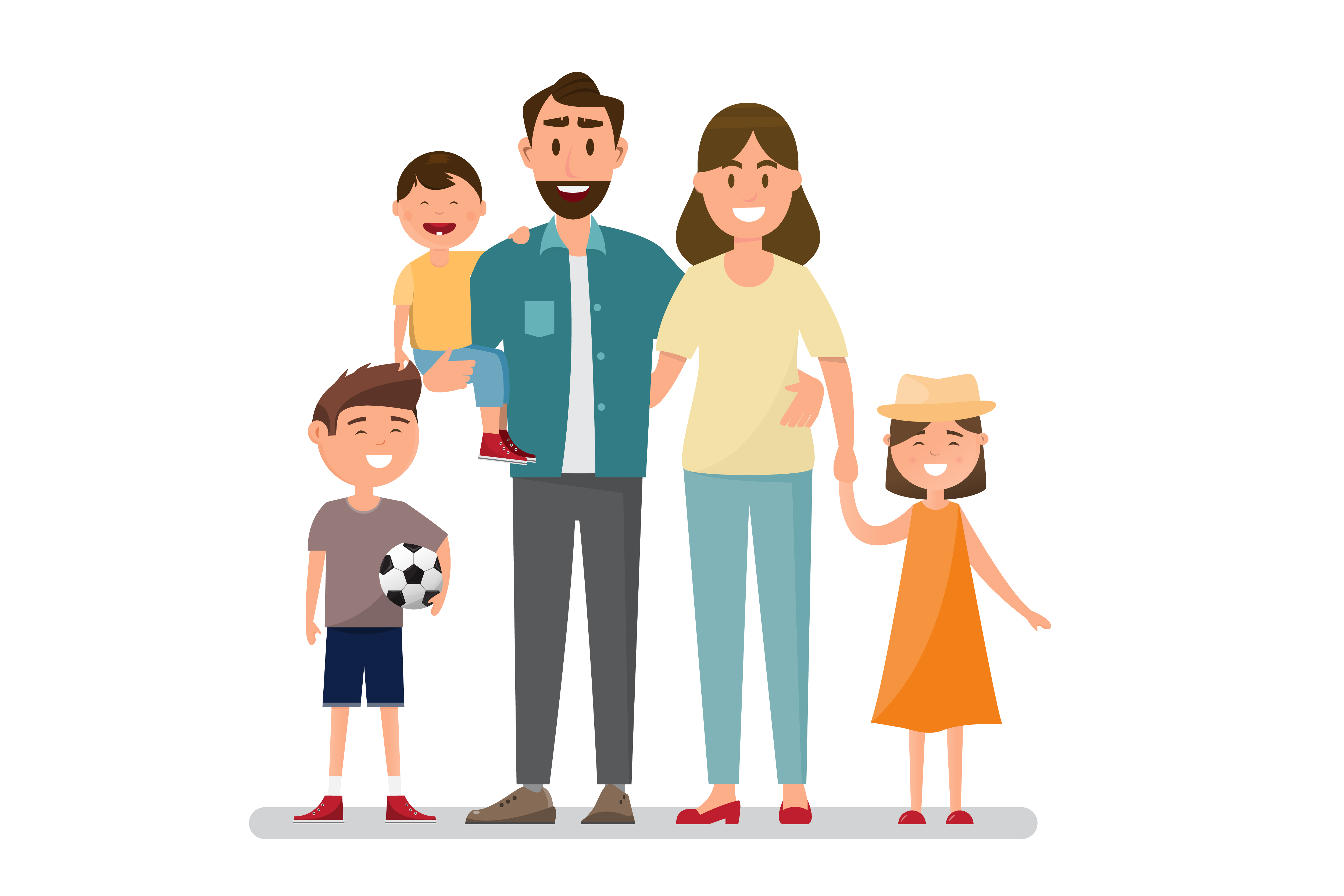 Download Happy family. Father, mother, baby, son and daughter. 425782 Vector Art at Vecteezy