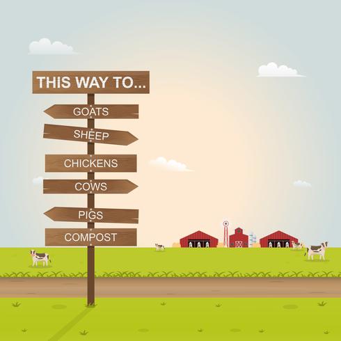 garden and signs with wood texture inside farm vector