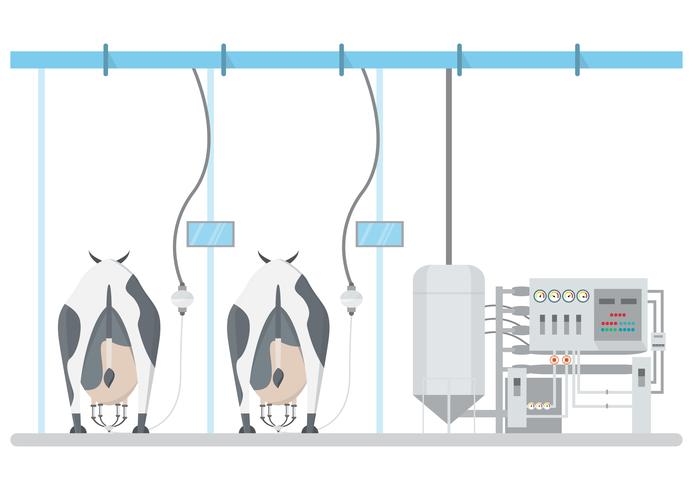 Productos lácteos industriales y procesado de leche con tecnología de fábrica. vector