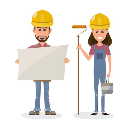 architect, foreman, engineering construction worker in different character vector