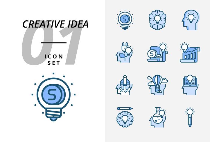 Paquete de iconos para la idea creativa, dinero, lluvia de ideas, idea, creatividad, ecología, dinero, documento comercial, piloto, globo, cohete, libro, educación. vector