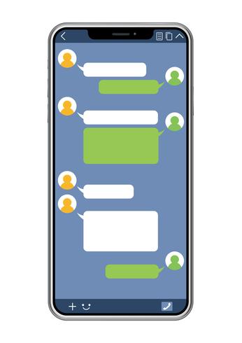 Smartphone with SNS interface isolated on a white background. vector