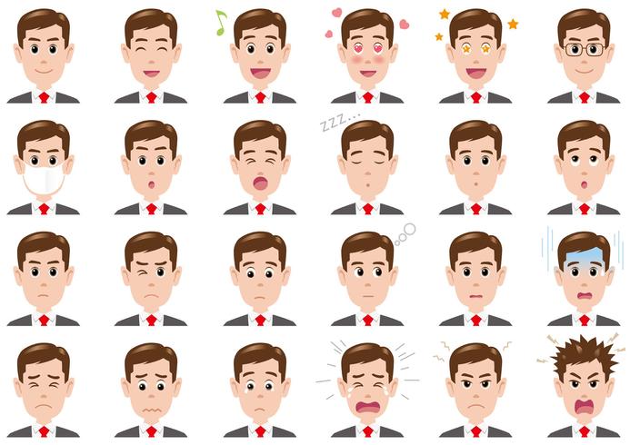 Businessman various expressions set.