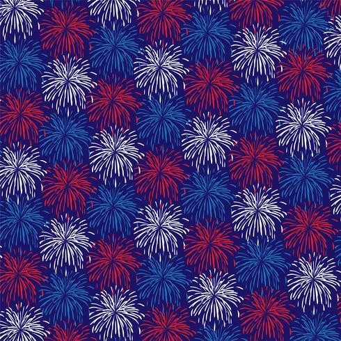 red white blue fireworks background pattern vector