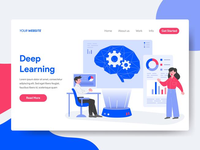 Landing page template of Deep Learning Illustration Concept. Isometric flat design concept of web page design for website and mobile website.Vector illustration vector