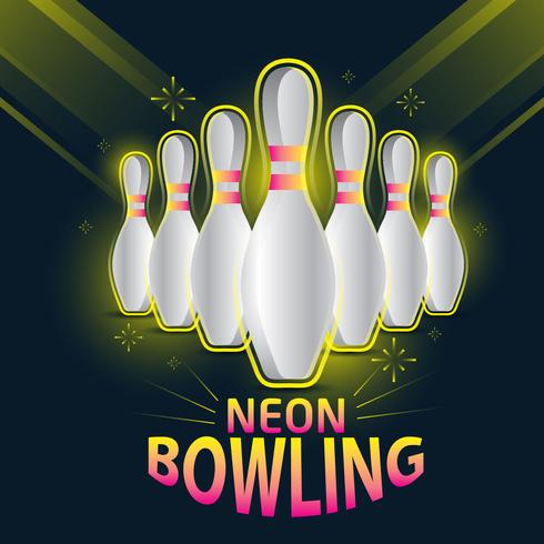 Diseño de cubierta de neón Bowling. vector