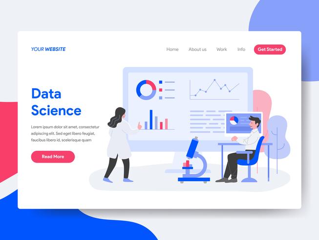 Landing page template of Data Science Illustration Concept. Isometric flat design concept of web page design for website and mobile website.Vector illustration vector