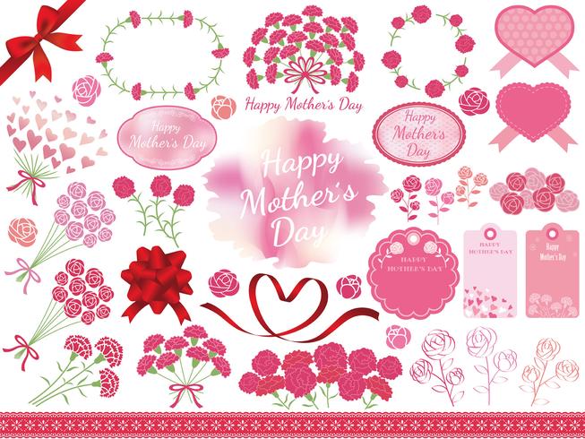 Set of assorted graphic elements for Mother’s Day. vector