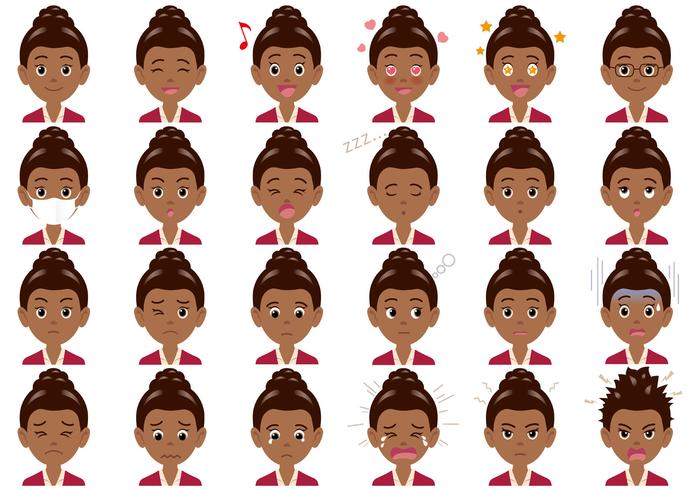 Businesswoman various expressions set.  vector