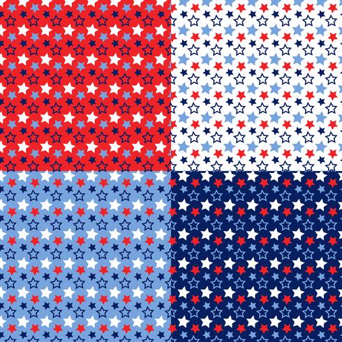 seamless red white blue stars patterns vector