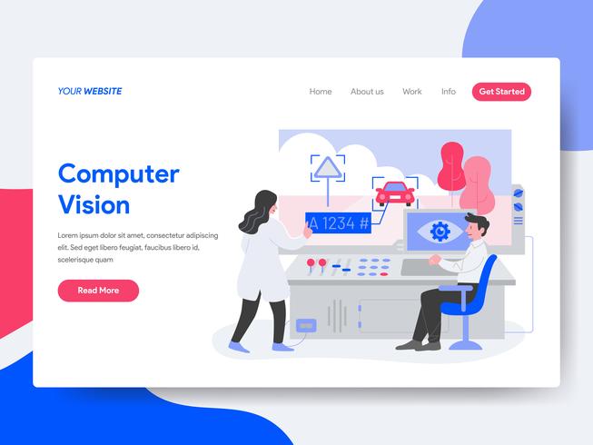 Landing page template of Computer Vision Illustration Concept. Isometric flat design concept of web page design for website and mobile website.Vector illustration vector