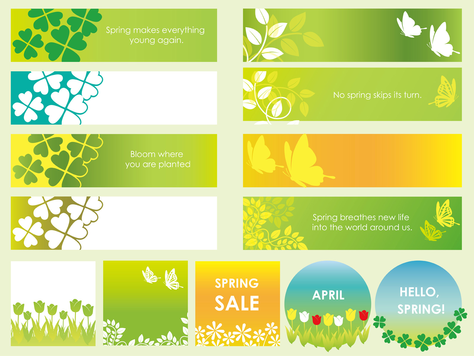 Set of assorted spring bannerscards. 426354 Vector Art at Vecteezy