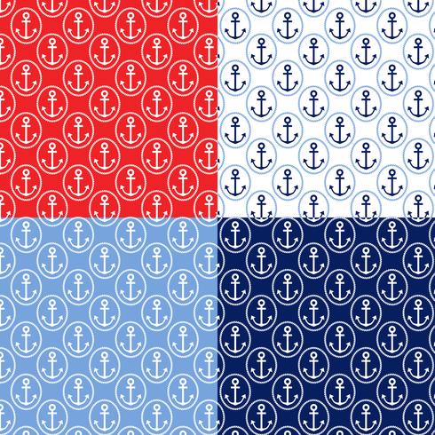 seamless anchor and rope patterns vector