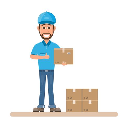 delivery man with box. Postman design isolated on white background vector