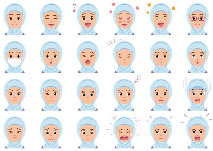 Businesswoman various expressions set. vector