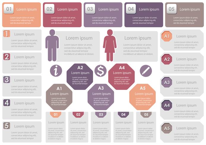 Conjunto de información de gráficos, etiquetas e iconos relacionados con el negocio, aislados sobre fondo blanco. vector