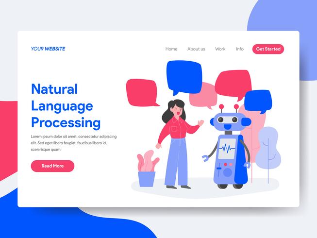 Landing page template of Natural Language Processing Illustration Concept. Isometric flat design concept of web page design for website and mobile website.Vector illustration vector