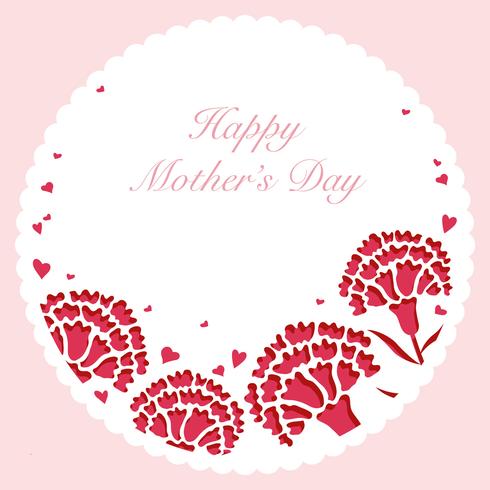 Round vector carnation frame with text space for Mother’s Day.