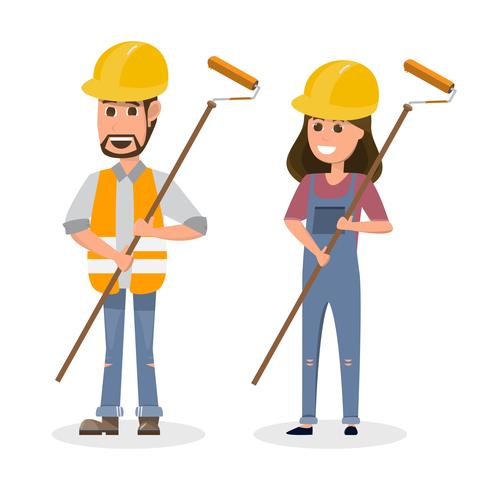 architect, foreman, engineering construction worker in different character vector